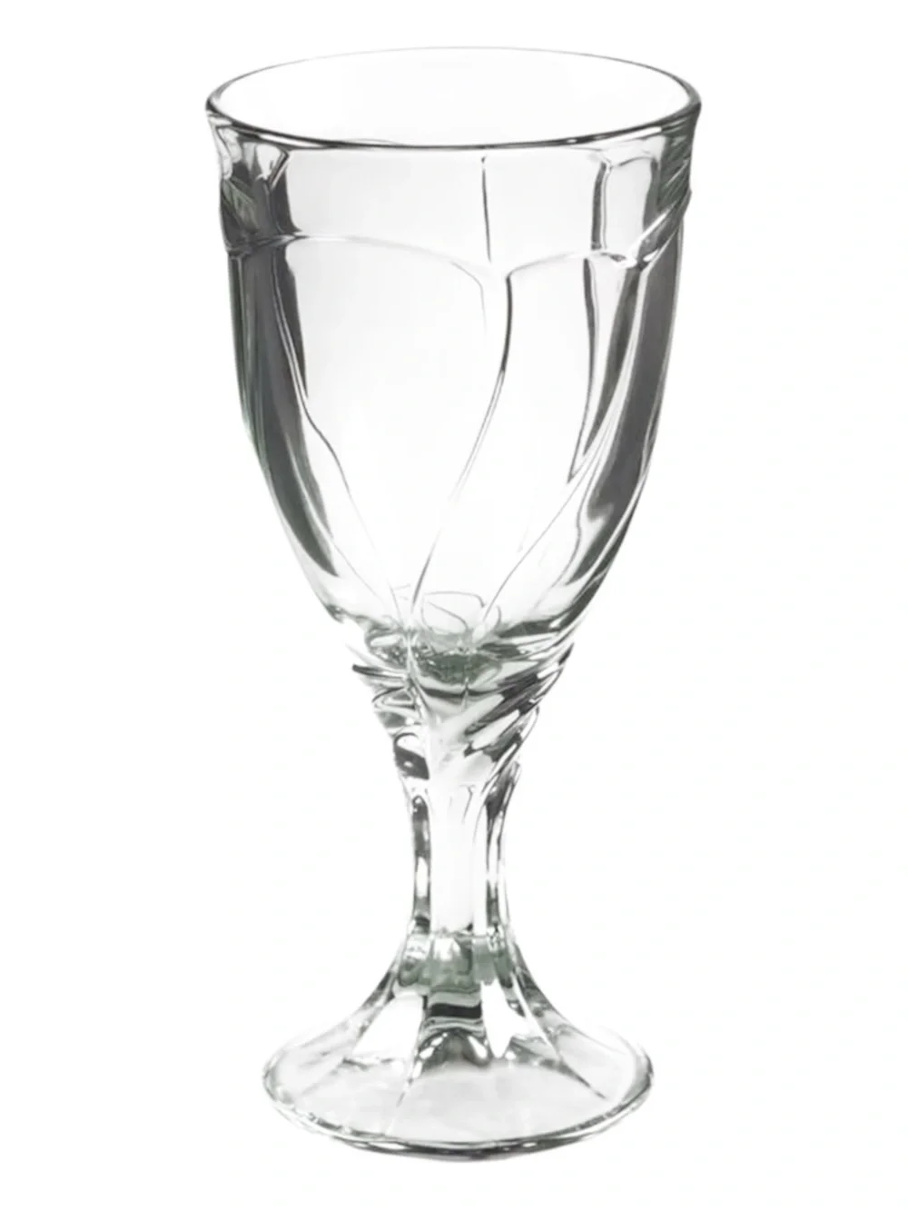 Two Vintage Noritake Sweet Swirl Wine Goblets Light Green Pressed-Glass Swirl.